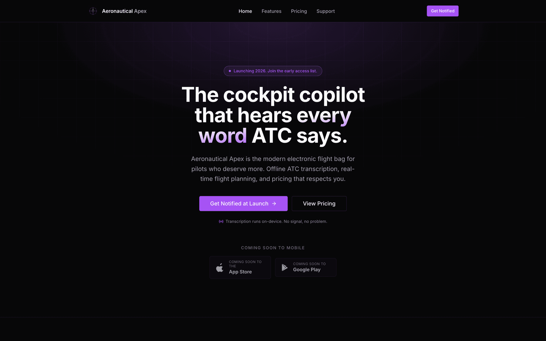 Aeronautical Apex product marketing site